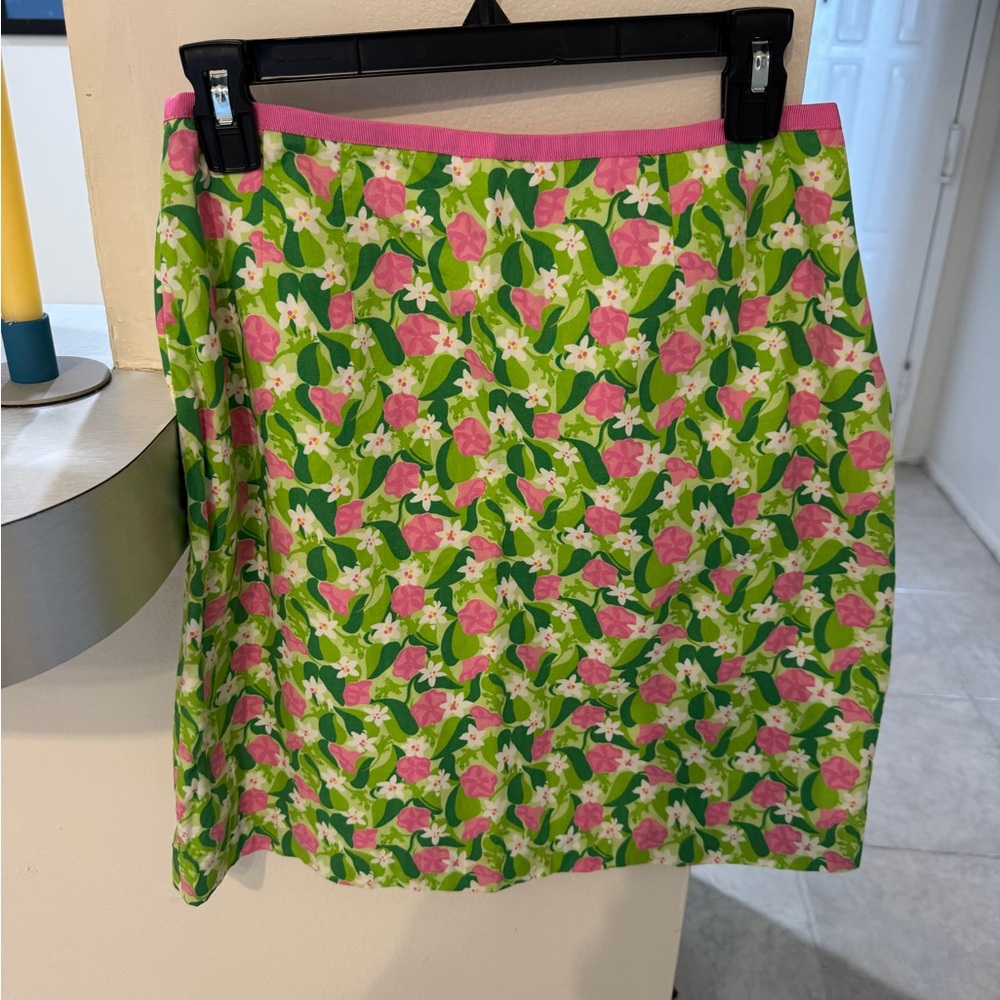 Lilly Pulitzer Green and Pink Floral Pencil Skirt